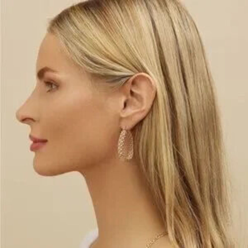 Gold 18k Gold Plated Filigree Hoop Earrings Gift Minimalist - Picture 3 of 4
